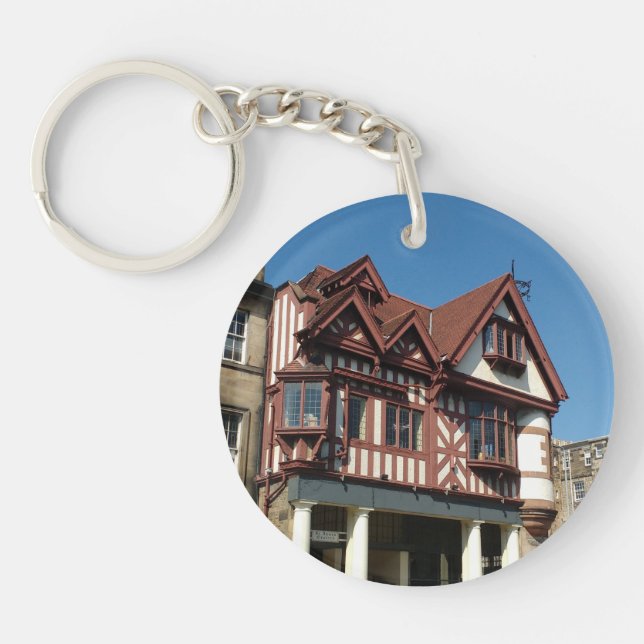Tudor oak frame building, Edinburgh, Scotland Keychain (Front)