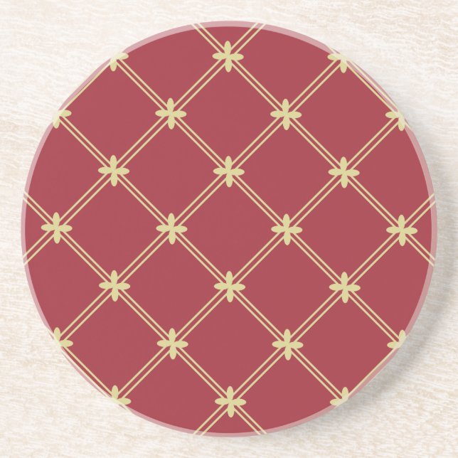 Tudor Red and Gold Pattern Coaster (Front)