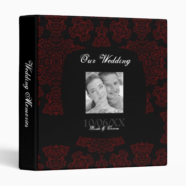 Tudor Rose Damask (Red) Wedding Binder (Front/Spine)