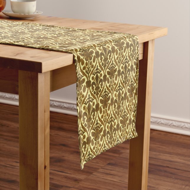 Tudor Rose & Fleur-de-Lis Victorian Era Pattern Short Table Runner (In Situ)