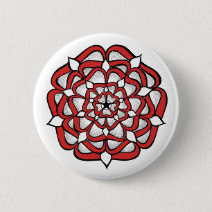 Tudor Rose Mandala Red 2 Inch Round Button