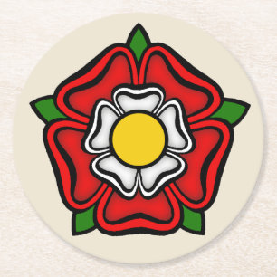 Tudor Rose of England, Emblem of Royalty Round Paper Coaster