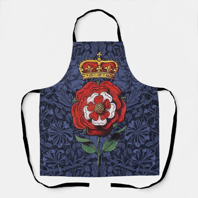 Tudor Rose Red and White Apron (Front)