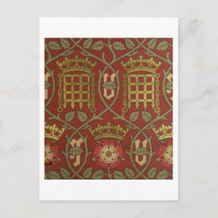 'Tudor Rose', reproduction wallpaper designed by S Postcard