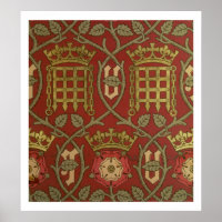 'Tudor Rose', reproduction wallpaper designed by S