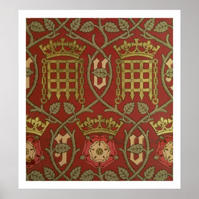 'Tudor Rose', reproduction wallpaper designed by S Poster (Front)