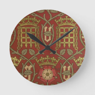 'Tudor Rose', reproduction wallpaper designed by S Round Clock