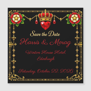 Tudor Rose Save the Date Crown Heart