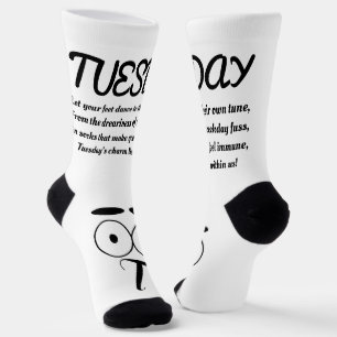 Tuesday Poem Socks - Trendy, Funny, White&Black