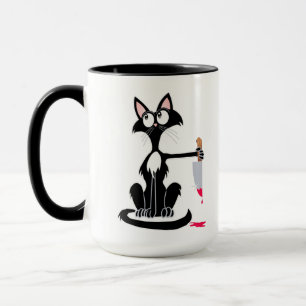 Tueur chat avec un couteau sanglant Café Mug