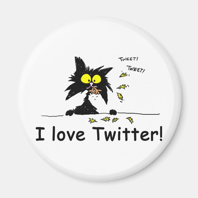 Tuff Kitty loves Twitter Magnet (Front)