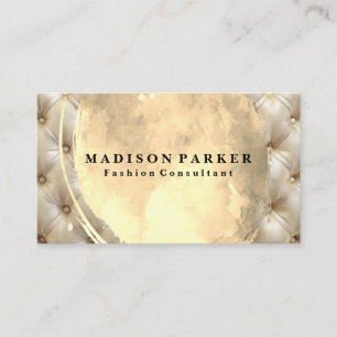 Tufted Cushion Background   Gold Brushed Business Card
