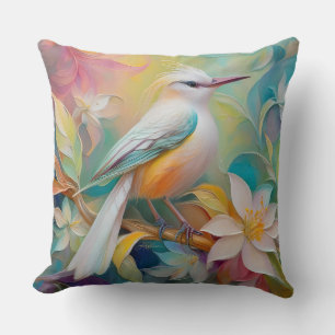 Tufted Golden Rumped Fantasy Bird Throw Pillow