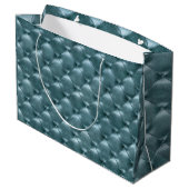 Tufted Leather Metallic Aquatic Blue Large Gift Bag (Back Angled)