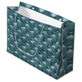 Tufted Leather Metallic Aquatic Blue Large Gift Bag (Front Angled)