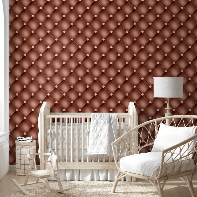 Tufted pattern terracotta geometric diagonal wallpaper (Kids)