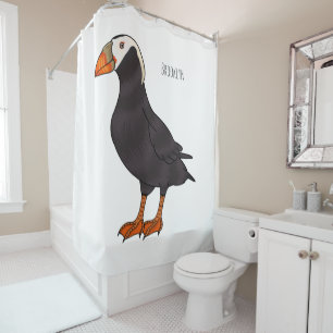Tufted puffin bird cartoon illustration