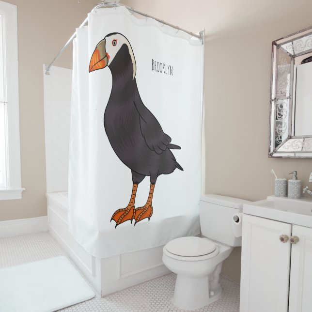 Tufted puffin bird cartoon illustration (In Situ)
