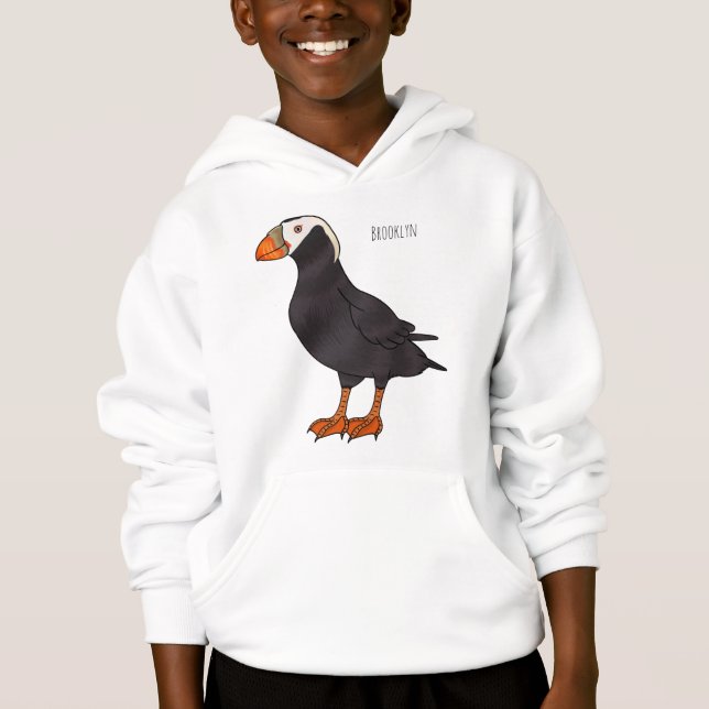 Tufted puffin bird cartoon illustration  (Front)