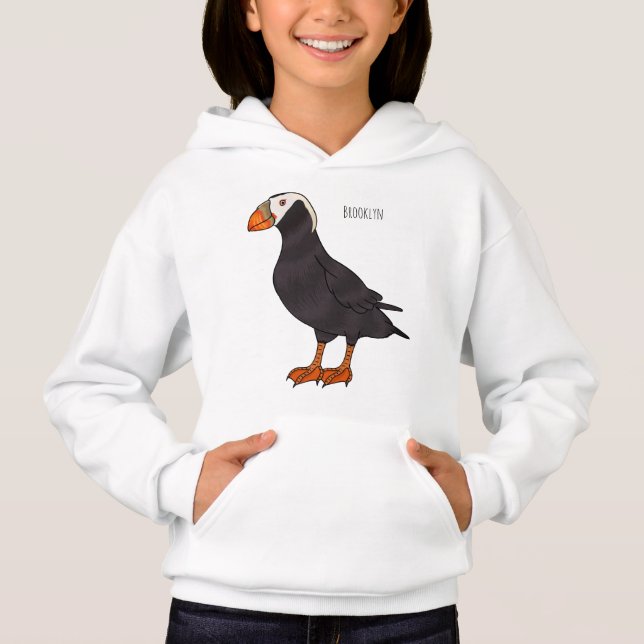 Tufted puffin bird cartoon illustration  (Front)