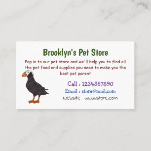 Tufted puffin bird cartoon illustration business card