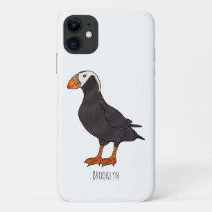 Tufted puffin bird cartoon illustration  iPhone 11 case