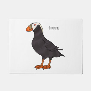 Tufted puffin bird cartoon illustration  doormat