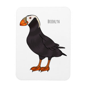 Tufted puffin bird cartoon illustration magnet