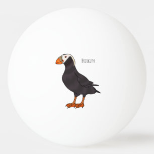 Tufted puffin bird cartoon illustration  ping pong ball