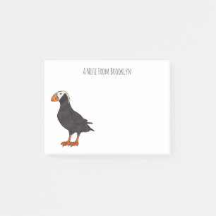 Tufted puffin bird cartoon illustration post-it notes