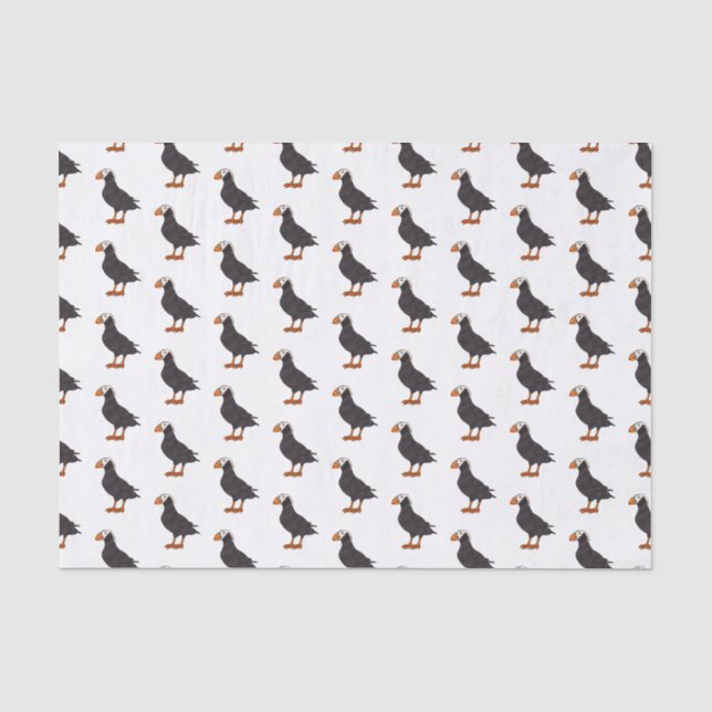 Tufted puffin bird cartoon illustration tissue paper (Front)