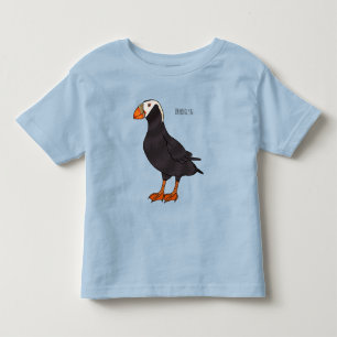Tufted puffin bird cartoon illustration toddler t-shirt