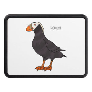 Tufted puffin bird cartoon illustration trailer hitch cover