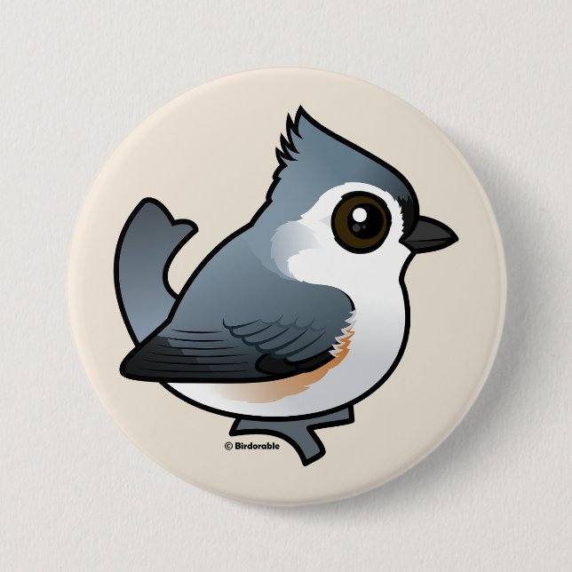 Tufted Titmouse 3 Inch Round Button (Front)