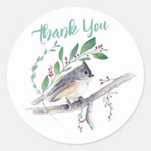 Tufted Titmouse Bird Art Classic Round Sticker