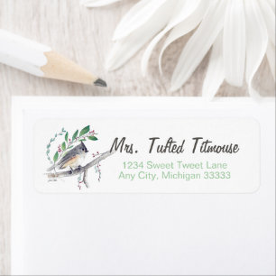 Tufted Titmouse Bird Art Return Label