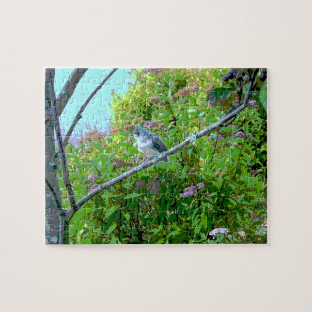 Tufted Titmouse Fledgling Baby Bird Jigsaw Puzzle (Horizontal)