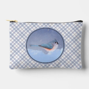 Tufted Titmouse in Snow Painting Original Bird Art Accessory Pouch