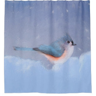 Tufted Titmouse Painting - Cute Original Dog Art
