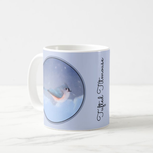 Tufted Titmouse Painting - Cute Original Dog Art Coffee Mug (Front Left)