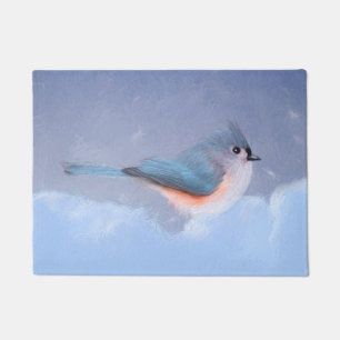 Tufted Titmouse Painting - Cute Original Dog Art Doormat