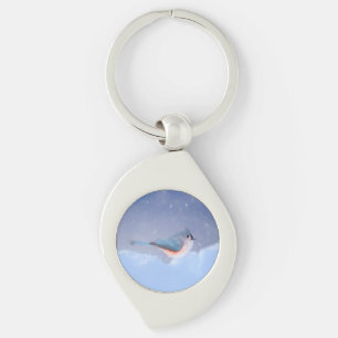 Tufted Titmouse Painting - Cute Original Dog Art Keychain