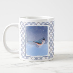 Tufted Titmouse Painting - Cute Original Dog Art Large Coffee Mug