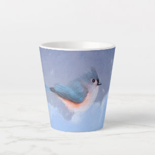 Tufted Titmouse Painting - Cute Original Dog Art Latte Mug