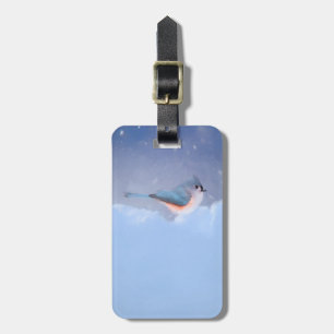 Tufted Titmouse Painting - Cute Original Dog Art Luggage Tag
