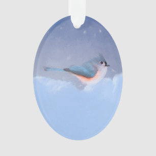Tufted Titmouse Painting - Cute Original Dog Art Ornament