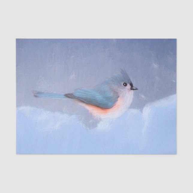 Tufted Titmouse Painting - Cute Original Dog Art Tissue Paper (Front)