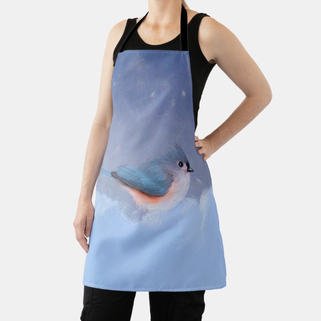 Tufted Titmouse Painting - Original Wild Bird Art Apron (Insitu)