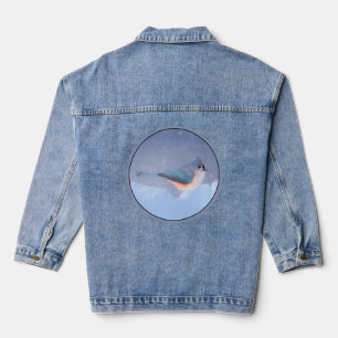 Tufted Titmouse Painting - Original Wild Bird Art Denim Jacket