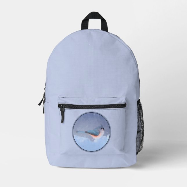 Tufted Titmouse Painting - Original Wild Bird Art Printed Backpack (Front)